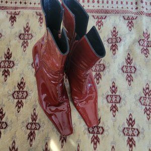 Balenciaga ankle slacquer leather booties